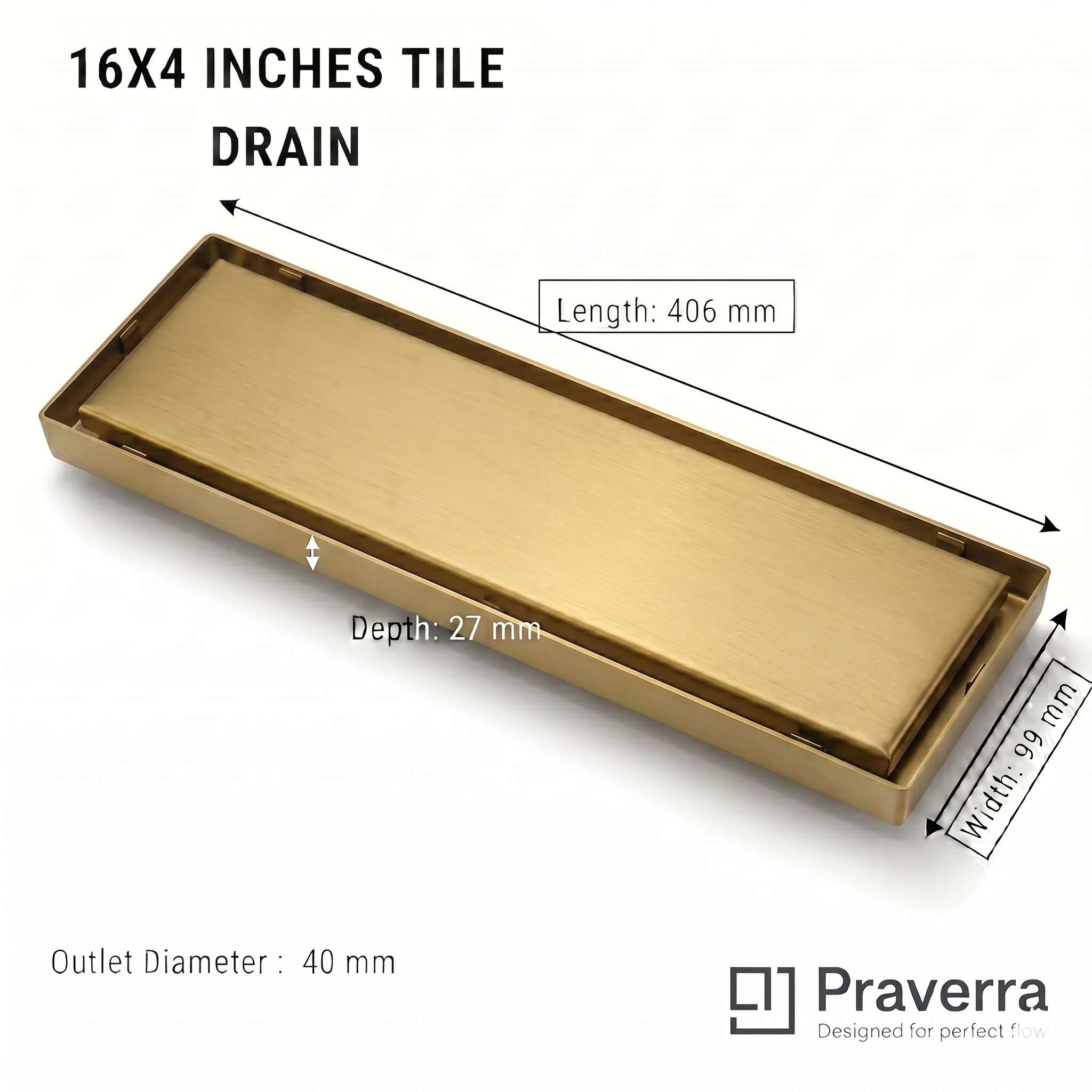 Praverra Tile Drainer Gold view 4